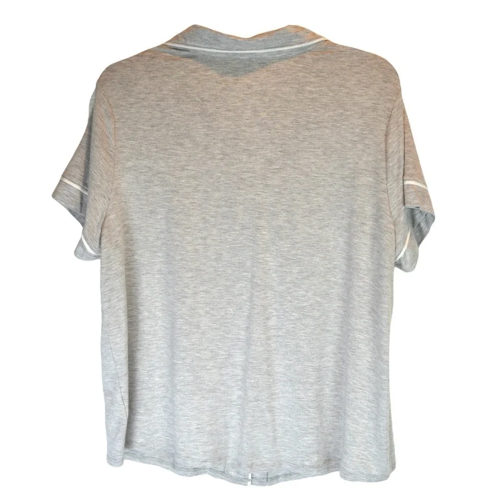 Stars Above Beautifully Soft Short Sleeve‎ Notch Collar Top, Grey - Large